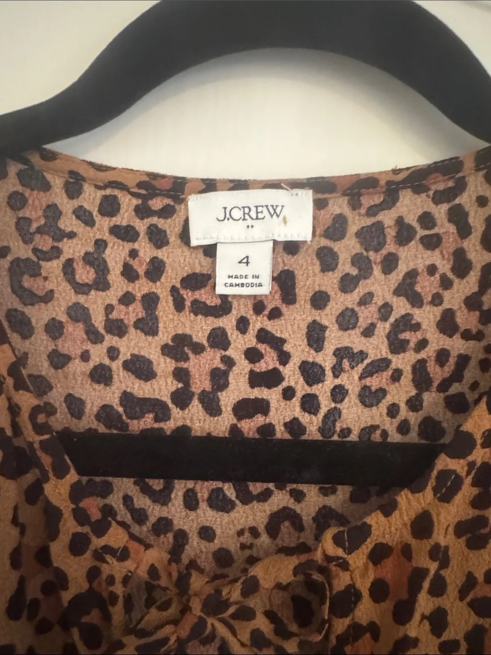 J Crew Brown Leopard Print Peplum Tie Top Size 4